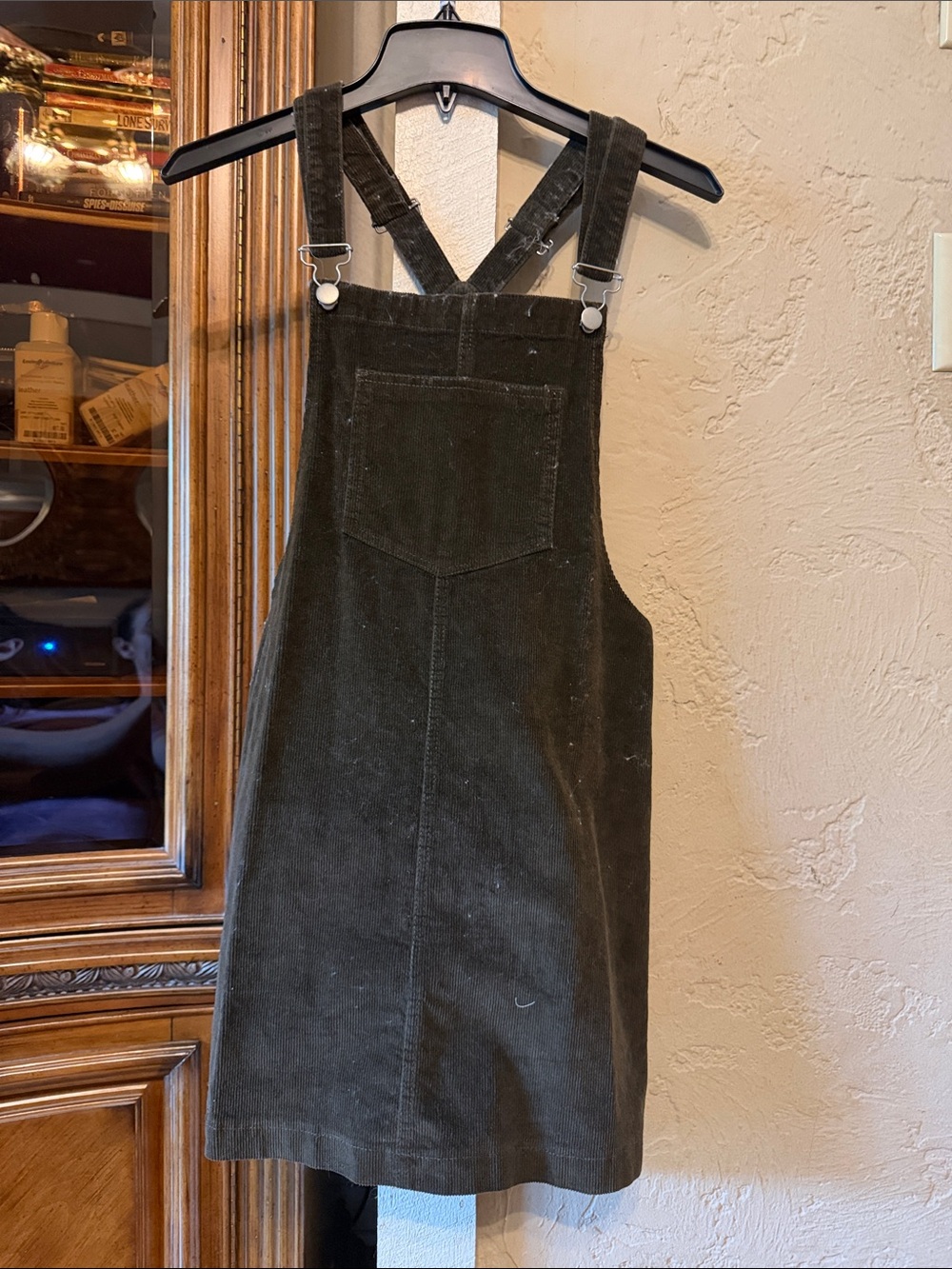 Altar'd State Olive Green Corduroy Pinafore Mini Dress